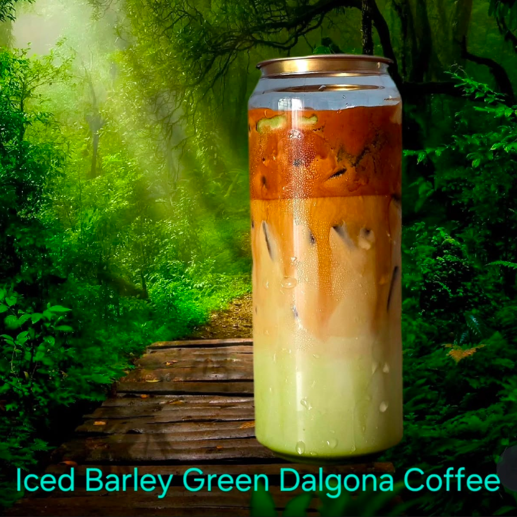 Iced Barley Green Dalgona coffee (500ml)