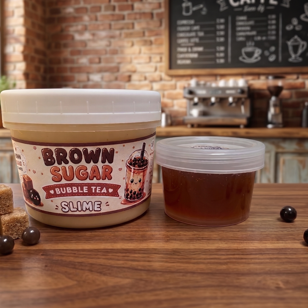 Borax-Free] Brown Sugar Bubble Tea Slime Set | Thick Glossy Tea + Clear Brown Sugar Slime | SG Ready Stock