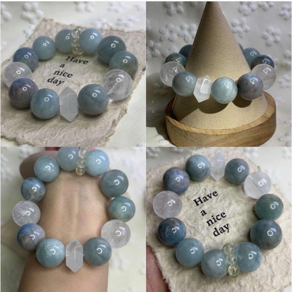 Aquamarine Phantom Crystal Design Bracelet